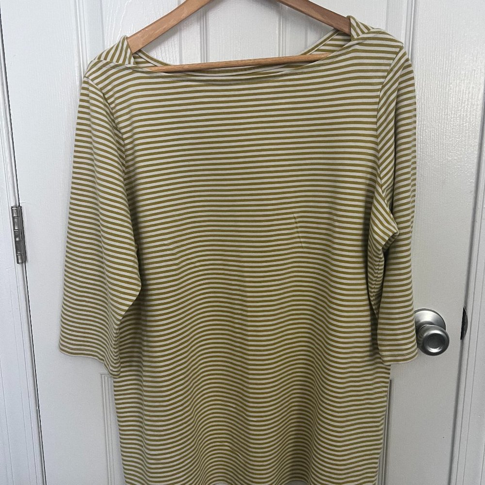 Khaki Green & White Striped Tee
